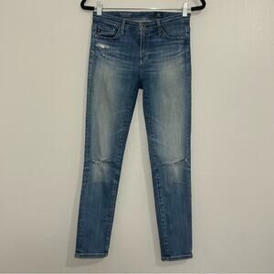 AG Adriano Goldschmied The Stevie Ankle Slim Straight Jeans Distressed Size 25